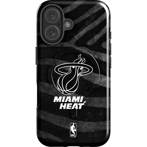 NBA Miami Heat Black Animal Print iPhone 16 Plus Magsafe Impact Case